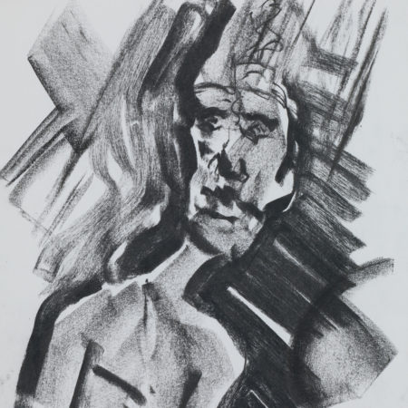 Charcoal drawing by Doug Gilmour - Startled Man