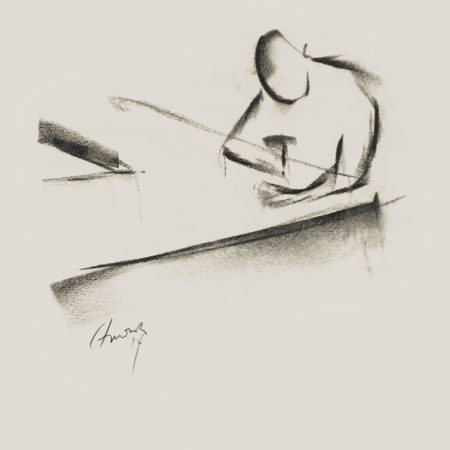 Charcoal drawing by Doug Gilmour - Morning Martini